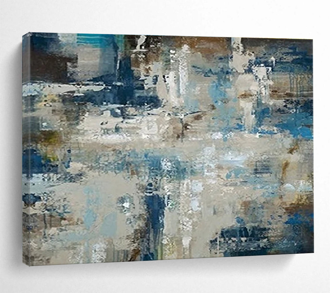 Oversized Abstract Wall Art Blue, Beige & Brown Abstract Urban Art HPS190