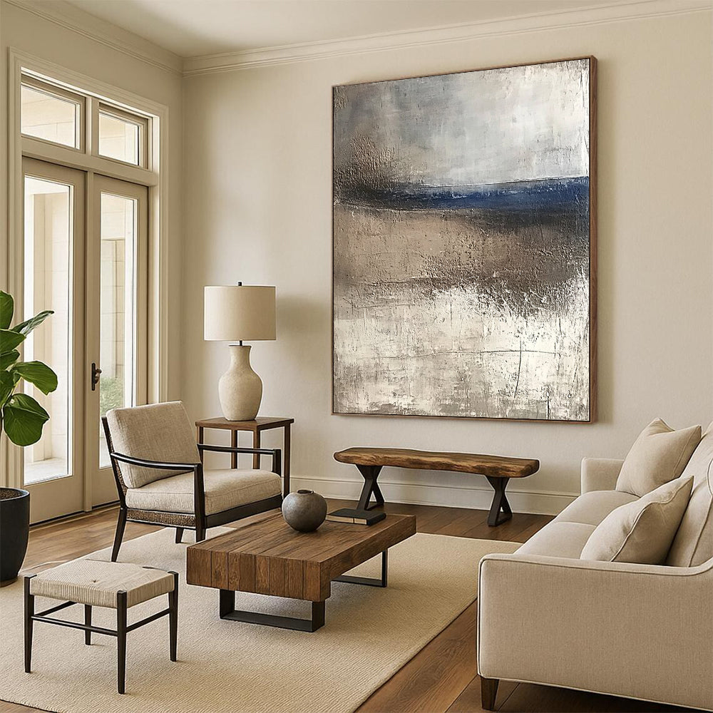 Large Painting In Living Room Green, Blue & White Textured Abstract Painting On Canvas PT120