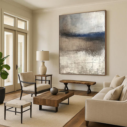 Large Painting In Living Room Green, Blue & White Textured Abstract Painting On Canvas PT120