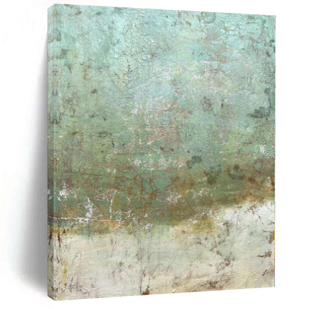 Hand-Painted Teal & Brown Textured Abstract Painting On Canvas PT071