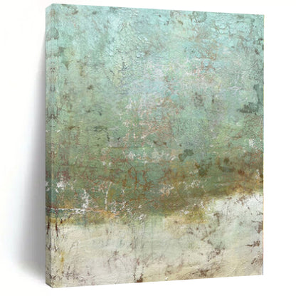 Hand-Painted Teal & Brown Textured Abstract Painting On Canvas PT071