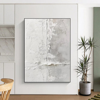 Minimalist Canvas Art White and Gray Textured Abstract Art PT659