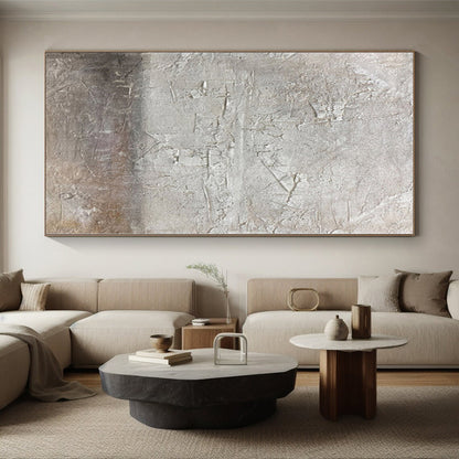 48x60 Gray & Brown Textured Abstract Painting On Canvas PT076