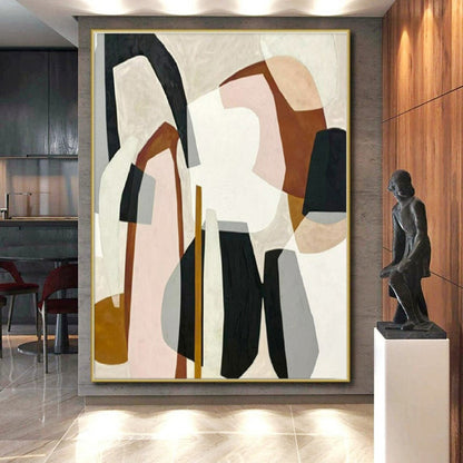 Unique Abstract Art Multicolor Geometric Abstract Collage, Acrylic Modern Art Paintings PT551