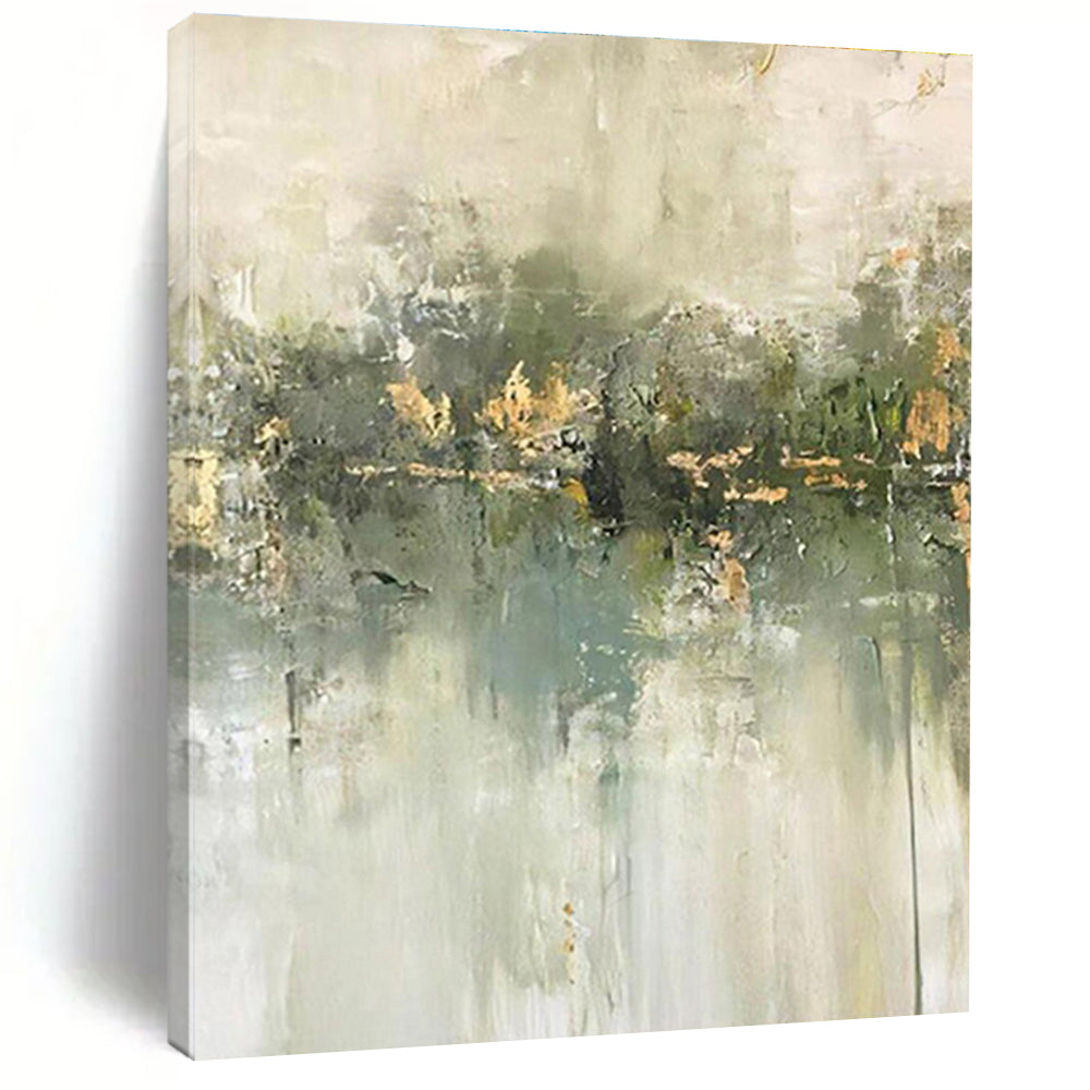 Unique Abstract Art Green Gray Abstract Nature-Inspired Acrylic Painting PT443