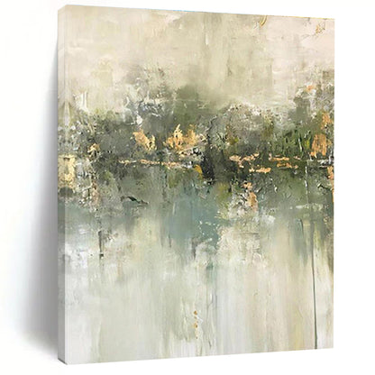 Unique Abstract Art Green Gray Abstract Nature-Inspired Acrylic Painting PT443