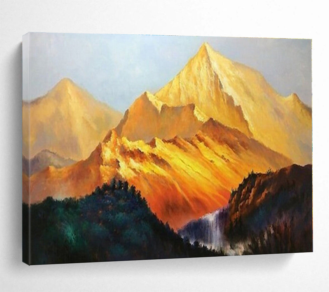 Hand Painted Art Golden Mountain Landscape Painting On Canvas HPS104