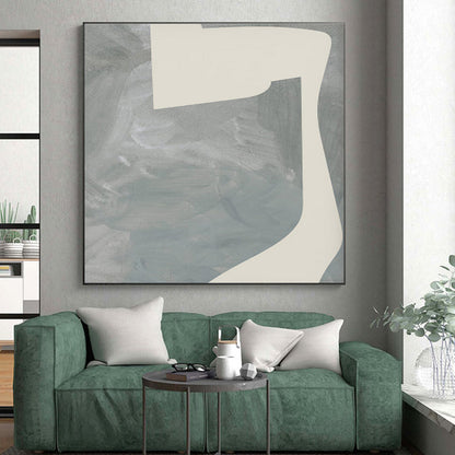 Large Contemporary Wall Art Gray Beige Abstract Form Acrylic Painting PT448