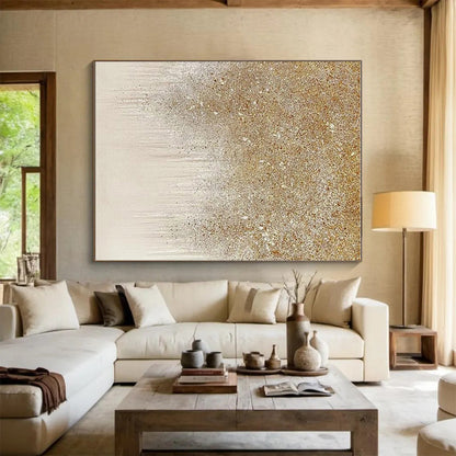 Modern Art Acrylic Gold Beige Textured Abstract Art PT380