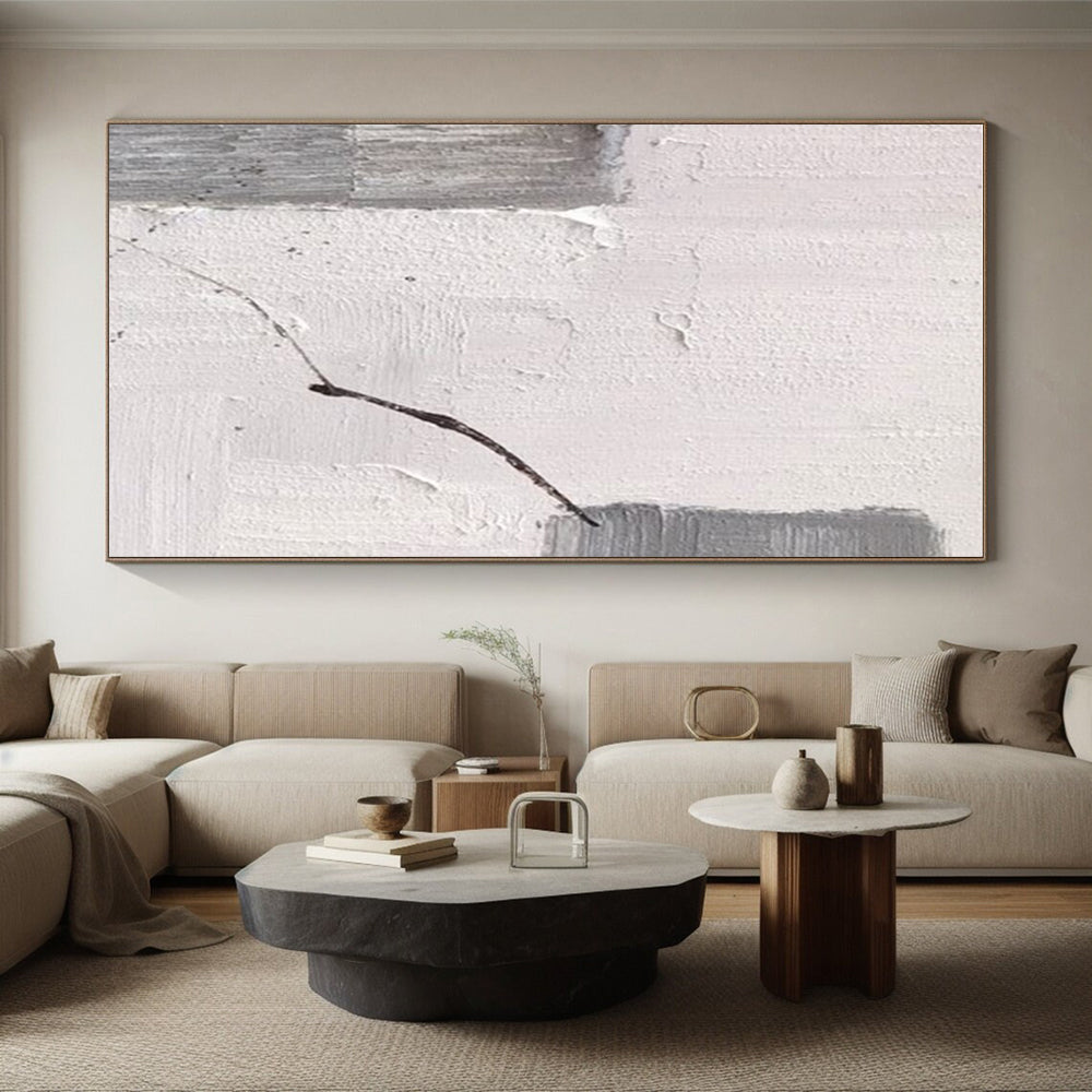 Hand Painted Art in Grey and White Textural Abstract Details Painting PT265