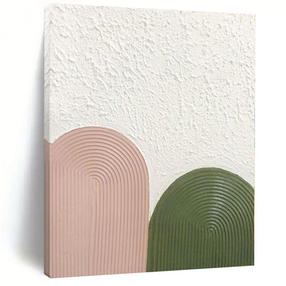 Acrylic Modern Art Paintings Pink & Green Textured Geometric Abstract Painting On Canvas PT036
