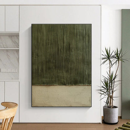 Minimalist Canvas Art Green Beige Textured Abstract Art PT354