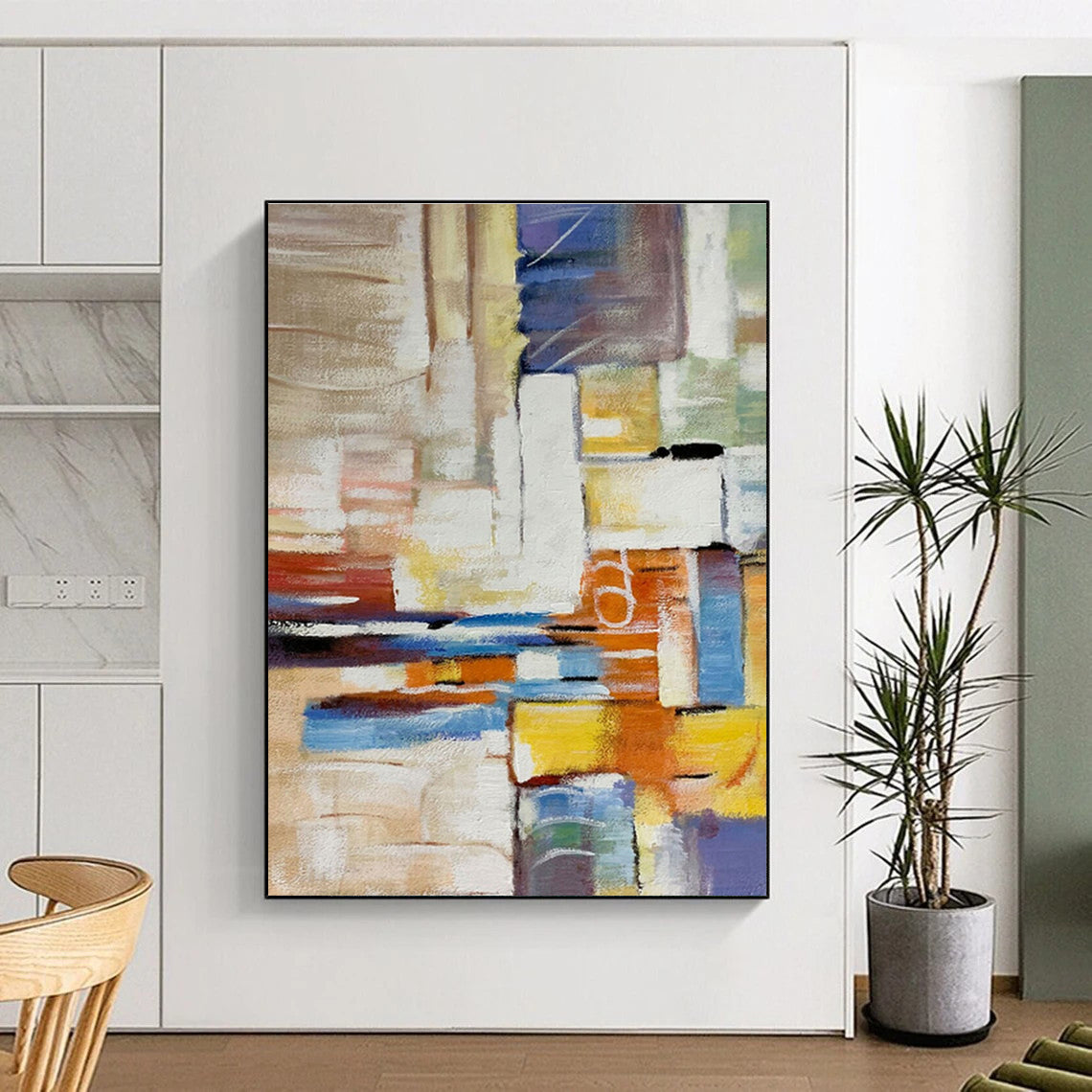 Modern Art Acrylic Multicolor Geometric Abstract Art for House PT458