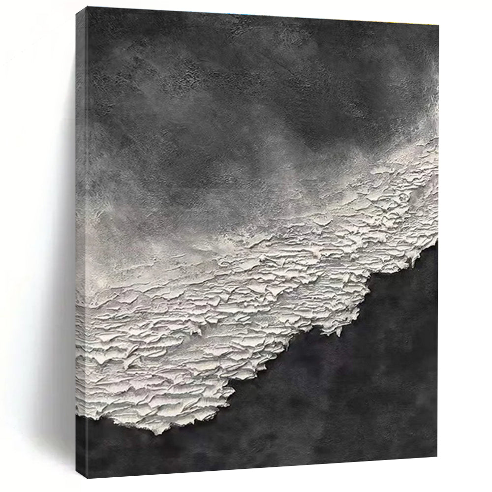 Big Painting in Black and White Textural Abstract Art PT260