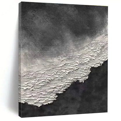 Big Painting in Black and White Textural Abstract Art PT260