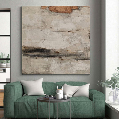 Hand-Painted Beige, Gray, and Brown Textured Abstract Art, Acrylic Modern Art Painting PT301
