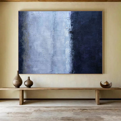 Unique Abstract Art Gray & Blue Textured Minimalist Piece HPS146