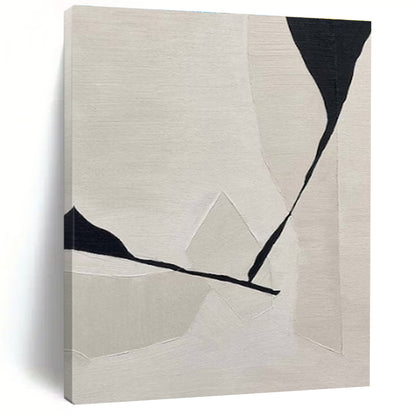 Modern Art Acrylic Beige and Black Geometric Abstract Art PT795