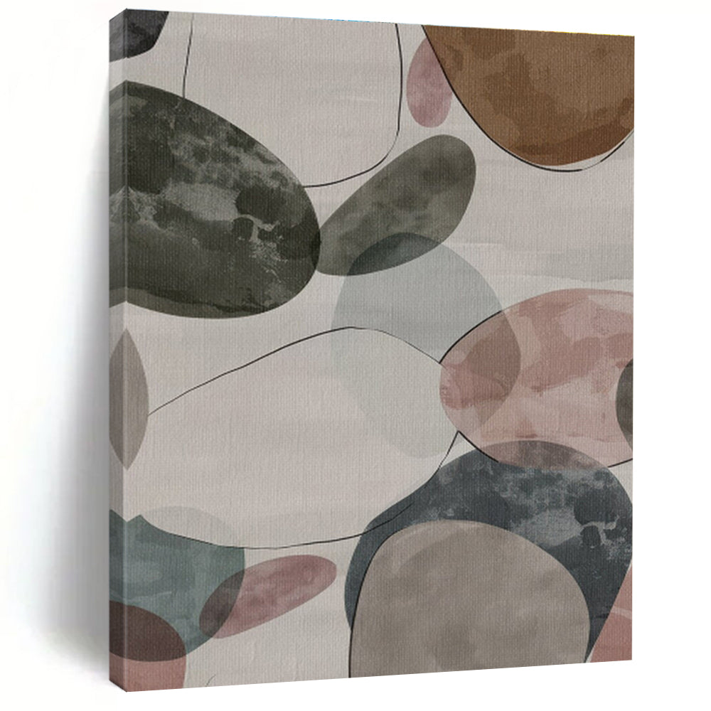 Handmade Art Multicolor Oval Textured Abstract Art PT369