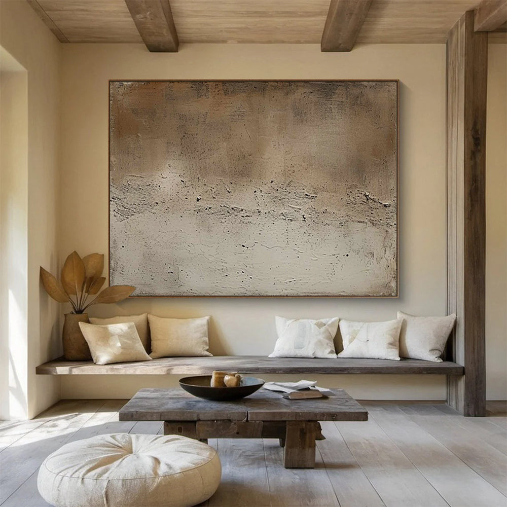 Acrylic Modern Art Paintings Beige & Gray Textured Abstract Art HPS227