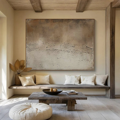 Acrylic Modern Art Paintings Beige & Gray Textured Abstract Art HPS227