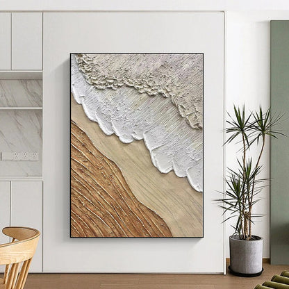 Handmade Art Textured Beige and Brown Abstract with Layered Details PT013