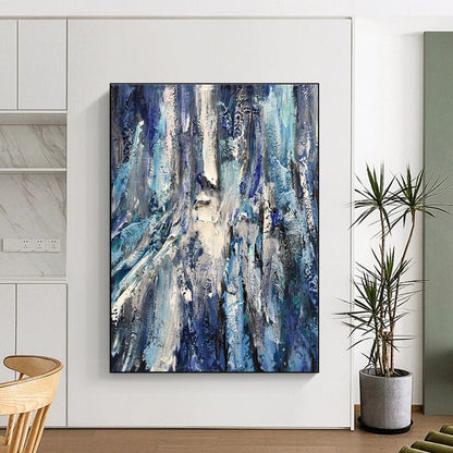 Cool Abstract Paintings Blue, Gray, and White Textured Abstract Art PT755