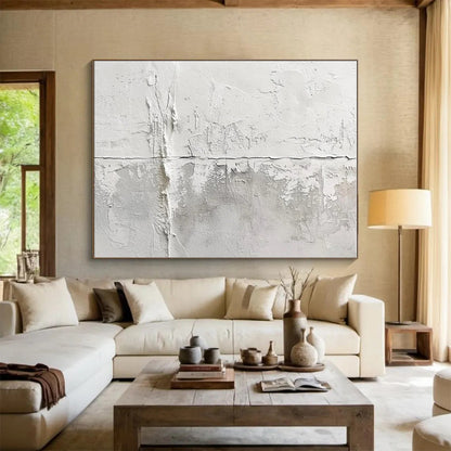 Unique Abstract Art in White and Grey Textured Minimalism PT228