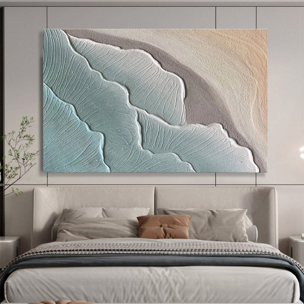 Gaint Canvas Art Teal and Beige Textured Abstract Landscape Art HPS342