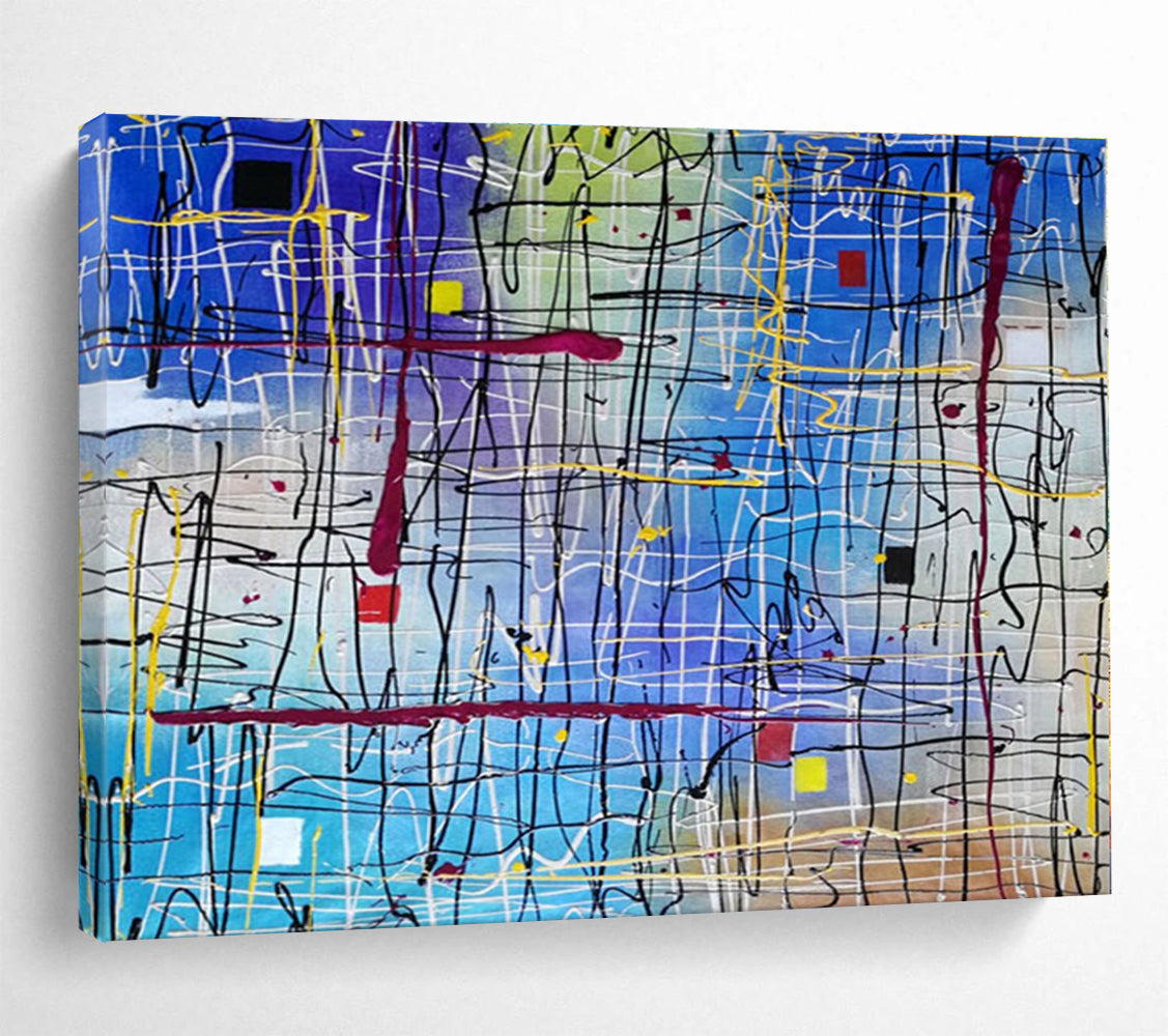 Oversized Abstract Wall Art Colorful Linear Abstract Art HPS150