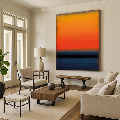 Buy Abstract Art Online Orange & Blue Gradient Sunset Abstract, Modern Art Acrylic DPS494
