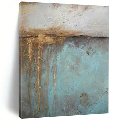 Big Painting Teal and Brown Textured Abstract Work, Large Contemporary Wall Art PT530