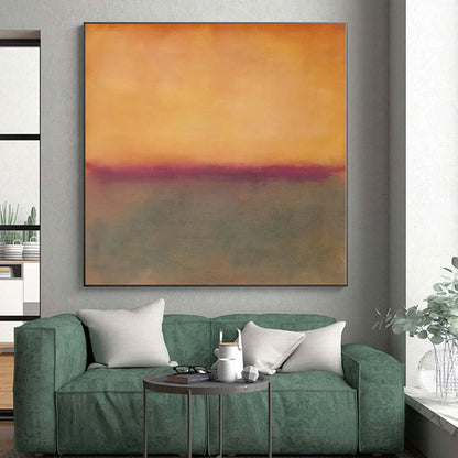 Hand-Painted Orange & Gray Color Field Abstract Painting On Canvas PT101