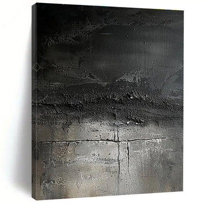 Acrylic Modern Art Paintings - Monochrome Black & Gray Textured Abstract Art PT597