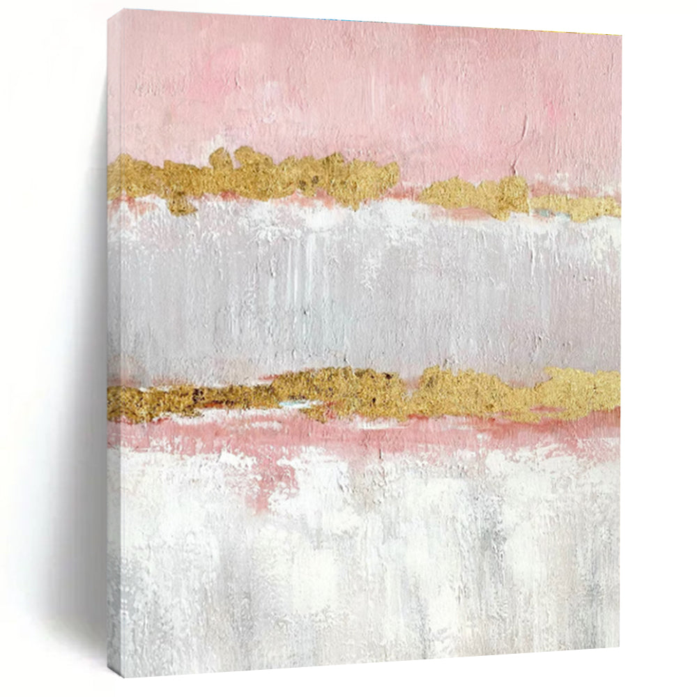 48x60 Pink Gray Gold Textured Abstract Minimalist Art PT347
