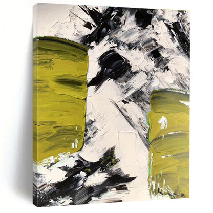 Cool Abstract Paintings Green Black White Textured Abstract Art PT395