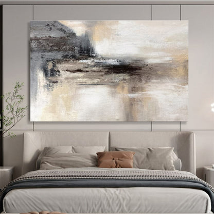 Oversized Abstract Wall Art Gray and Beige Textured Abstract Landscape Art HPS347