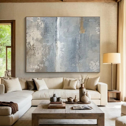 Modern Art Acrylic Gray and Beige Textured Abstract Art PT817