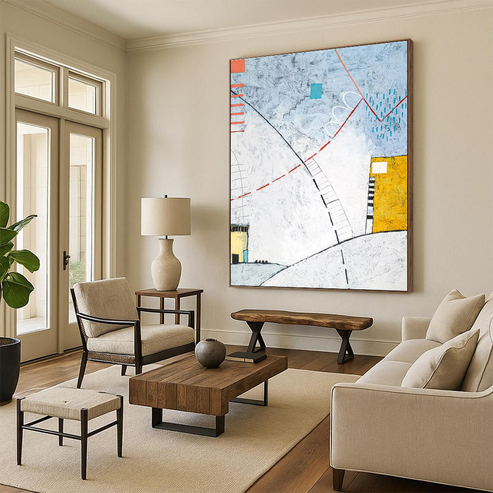 Hand Painting Multicolor Geometric Abstract Art PT821