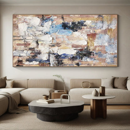 Hand-Painted Multicolor Textured Abstract Painting On Canvas PT061