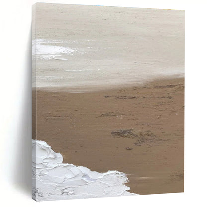 Huge Size Beige, White, and Brown Textured Abstract Seaside Art DPS458