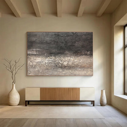 Oversized Abstract Wall Art Gray and Beige Textured Abstract Art HPS377