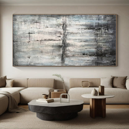 Hand Painted Art Gray Black Textured Abstract Art PT391