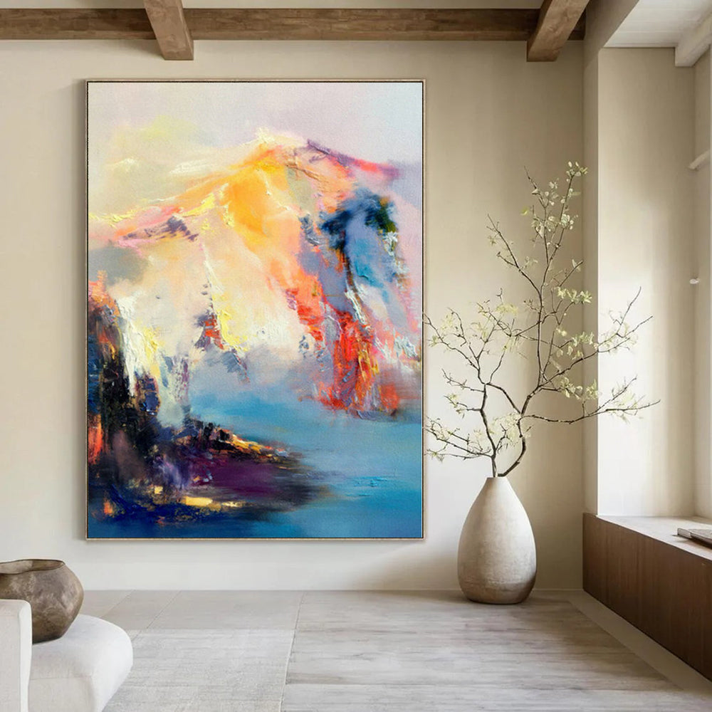 Unique Abstract Art Colorful Mountain and Water Abstract Acrylic Painting DPS421