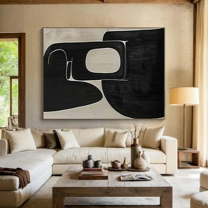 Unique Abstract Art Black and Beige Organic Abstract Art PT683