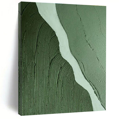 Minimalist Canvas Art Green and White Abstract Landscape, Modern Art Acrylic PT543
