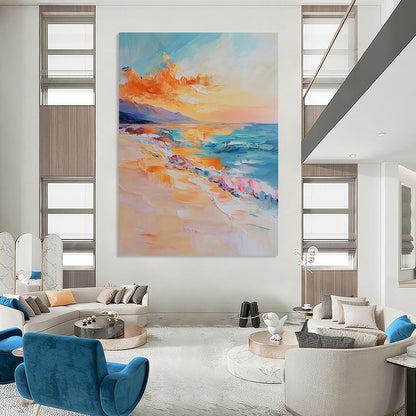 Acrylic Modern Art Paintings Colorful Coastal Sunset Abstract Beach Painting DPS439
