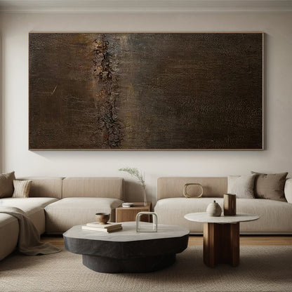 Huge Size Dark Brown Textured Abstract Art, Acrylic Modern Art Painting PT314