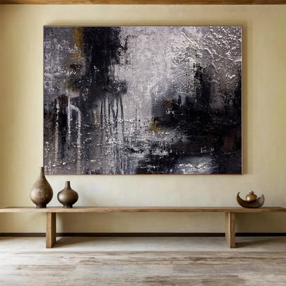 Cool Abstract Paintings Monochrome Textured Cityscape On Canvas HPS007