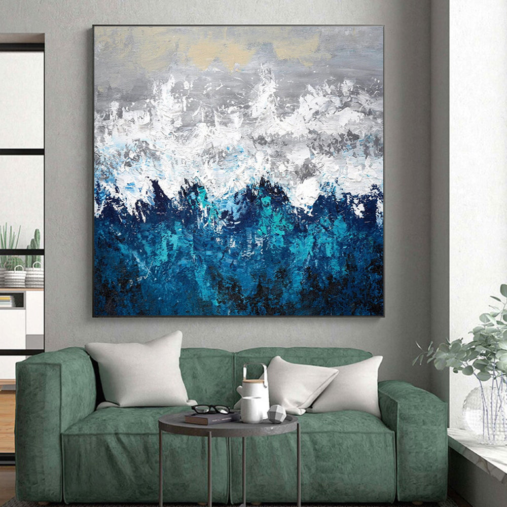 Acrylic Modern Art Paintings Blue Gray White Abstract Landscape Art PT382